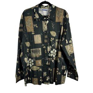 Pendleton Plus Womens Long Sleeve Floral Pattern Button-Up Shirt Size 22W Relaxe